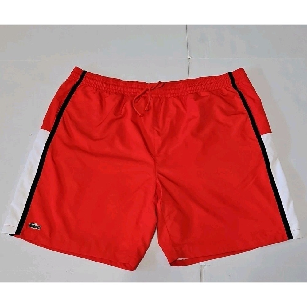 Lacoste Sport Shorts Mens 3XL Orange Colorblock Athletic Mesh Drawstring